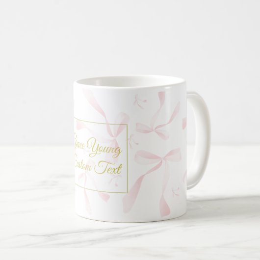 Mug Personalized Text Watercolor Ribbon Pattern Design (Devant droit)