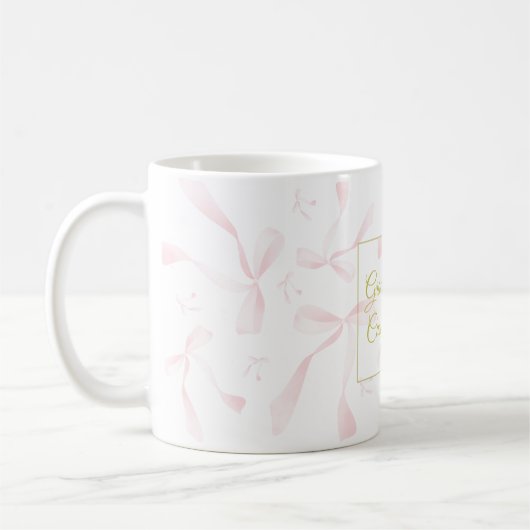 Mug Personalized Text Watercolor Ribbon Pattern Design (Gauche)