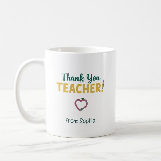 Mug Personalized Thank You Teacher Gift From Student  (Gauche)