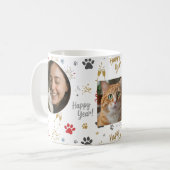 Mug Personalized Three-Photo New Year's Pet Paw Print (Devant gauche)