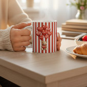 Mug personalized valentines red striped bear 