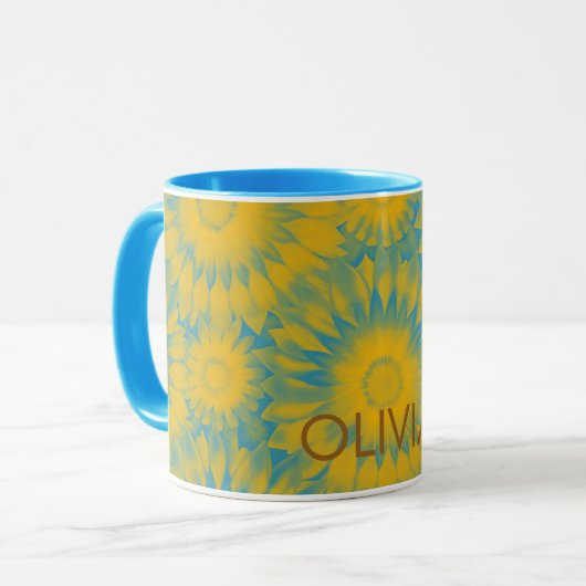 Mug Personalized Vibrant Sunflower Tie-Dye Art (Devant gauche)