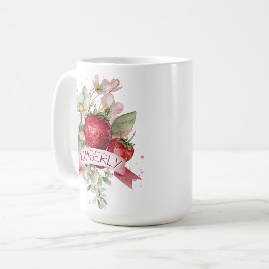 Mug Personalized Watercolor Strawberry (Devant gauche)