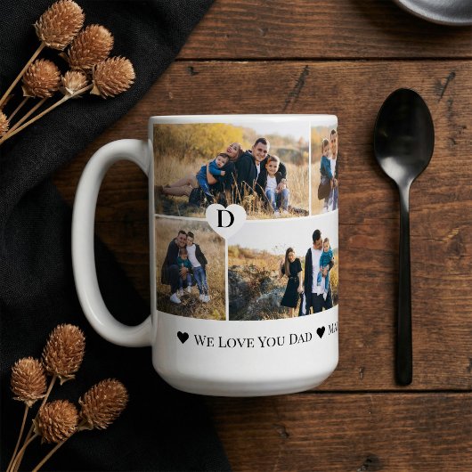 Mug Personalized We Love You Dad Heart Photo Collage