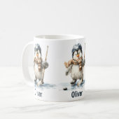 Mug Personalized Winter Penguin Hockey Kid (Devant gauche)