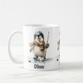 Mug Personalized Winter Penguin Hockey Kid (Gauche)