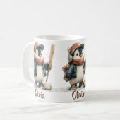 Mug Personalized Winter Penguin Softball Kid (Devant gauche)