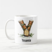 Mug Personalized Woodland Log Monogram Y Christmas (Gauche)