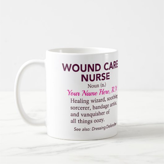 Mug Personalized Wound Care Nurse Definition Gift (Gauche)