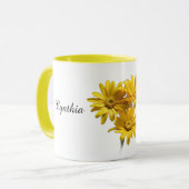 Mug Personalized Yellow Daisy Floral (Devant gauche)