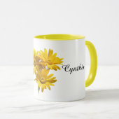 Mug Personalized Yellow Daisy Floral (Devant droit)