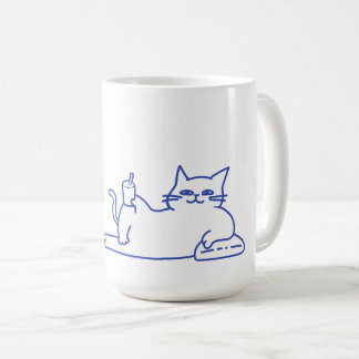 Mug Personnage de chat blanc mignon drôle doodle
