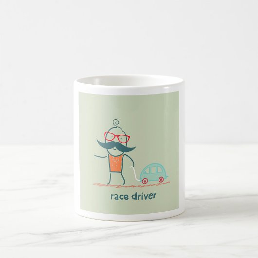 Mug Personnage de moustache de conducteur de course dr