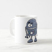 Mug Personnage de robot drôle Mignon Bleu Rétro (Devant gauche)