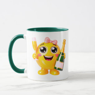 Mug Personnage Émoticône Champagne Souriant