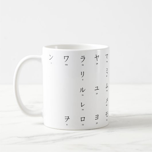 Mug Personnage japonais Katakana avec le romaji (Gauche)