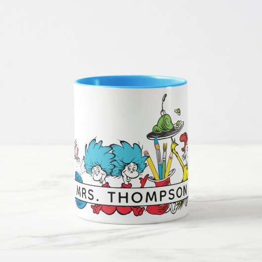 Mug Personnages de Dr Seuss et nom de l'enseignant (Centre)