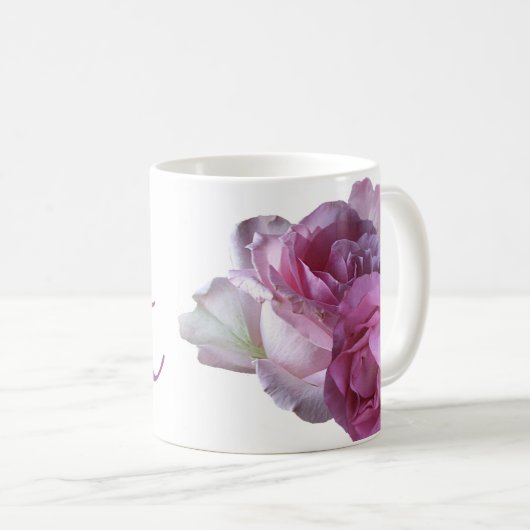 Mug Personnalisable Alice nom rose rose rose floral mi (Devant droit)