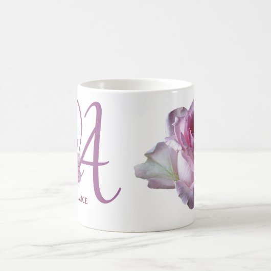 Mug Personnalisable Alice nom rose rose rose floral mi (Centre)