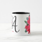 Mug Personnalisable Audrey nom fleurs rouges boho tend (Centre)