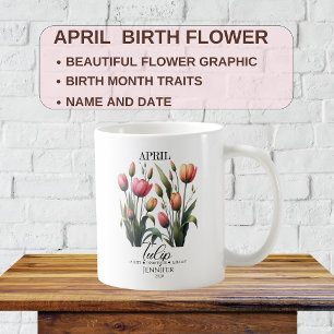 Mug Personnalisable Avril Tulipes Fleurs d'Anniversair