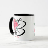Mug Personnalisable Belinda nom fleurs rouges boho ten (Devant gauche)