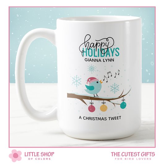 Mug Personnalisable Chant musical Noël d'oiseau