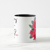 Mug Personnalisable Elaine nom fleurs rouges boho vint (Centre)