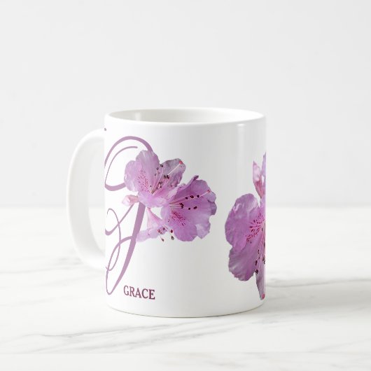 Mug Personnalisable Grace nom rose fleurs boho (Devant gauche)