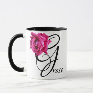 Mug Personnalisable Grace nom rose rose rose floral bo