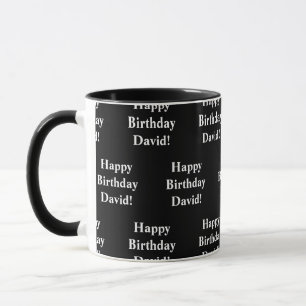 Mug Personnalisable Joyeux Texte d'anniversaire   Noir