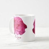 Mug Personnalisable Karen nom rose fleurs boho (Devant gauche)