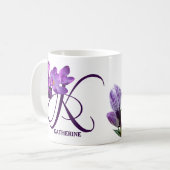 Mug Personnalisable Katherine nom fleurs pourpres tend (Devant gauche)