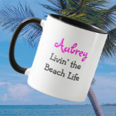Mug Personnalisable Little Cat Beach Girl