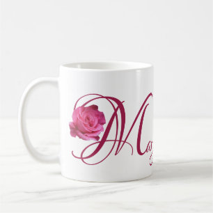 Mug Personnalisable Mary nom rose fleurs boho rose
