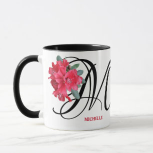 Mug Personnalisable Michelle nom fleurs rouges boho te