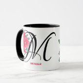 Mug Personnalisable Michelle nom fleurs rouges boho te (Devant gauche)