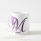 Mug Personnalisable Miriam nom fleurs violettes monogr (Devant gauche)
