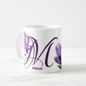 Mug Personnalisable Miriam nom fleurs violettes monogr (Devant gauche)