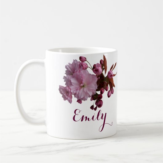 Mug Personnalisable Miriam nom rose fleurs boho (Gauche)