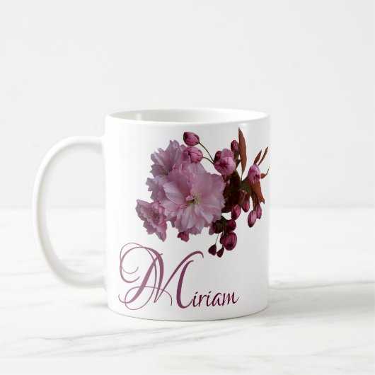 Mug Personnalisable Miriam nom rose fleurs boho C (Gauche)