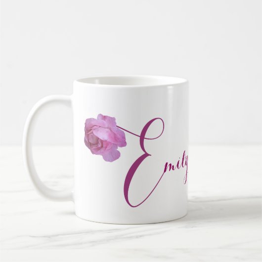 Mug Personnalisable nom Emily joli rose rose rose flor (Gauche)