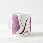 Mug Personnalisable nom Lizzie joli rose rose rose flo (Devant gauche)