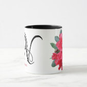 Mug Personnalisable Nom Natalie monogramme fleurs roug (Centre)