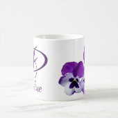 Mug Personnalisable nom Pauline violet pansé fleuri (Centre)
