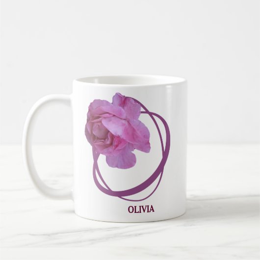 Mug Personnalisable Olivia nom joli rose rose floral (Gauche)