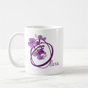 Mug Personnalisable Olivia nom joli violet floral mign