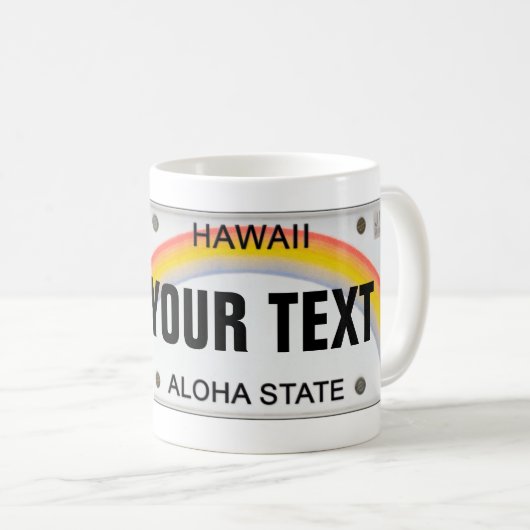 Mug (Personnalisable) Plaque de licence hawaïenne (Devant droit)