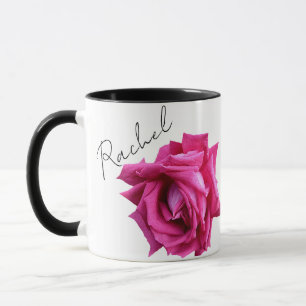 Mug Personnalisable Rachel nom rose rose boho floral