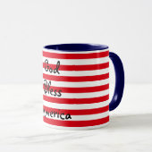 Mug Personnalisable Rouge, Blanc et Bleu Dieu Bénie Am (Devant droit)